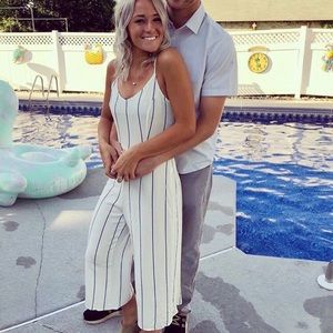 Kendall and Kylie striped jump suit